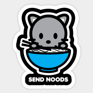 Cat Kitten Send Noods Food Noodles Pho Ramen Funny Animal Sticker